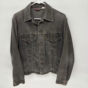 Vintage 70s Levi's Type III Black Corduroy Trucker Jacket  Orange Tab Men 38 S